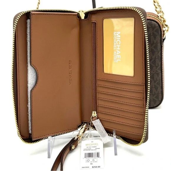 Michael Kors Large EW Crossbody Bag & JST LG Flat MF Phone Case Wallet Brown - Picture 9 of 12